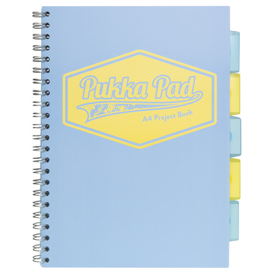 Caiet cu spirala si separatoare, matematica A4 albastru, Pukka Pads Project Book Pastel