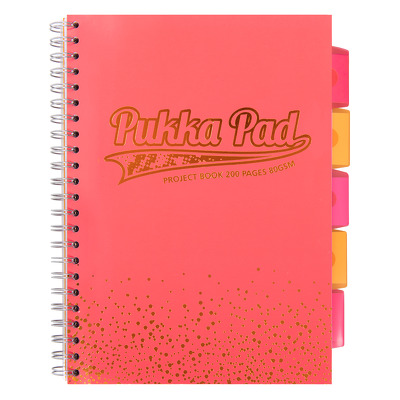 Caiet cu spirala si separatoare, matematica A4 coral, Pukka Pads Project Book Blush