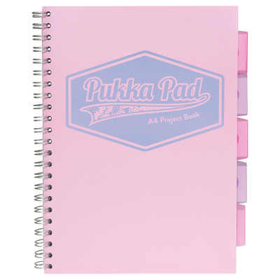 Caiet cu spirala si separatoare, matematica A4 roz, Pukka Pads Project Book Pastel