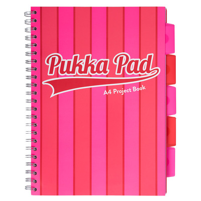 Caiet cu spirala si separatoare, matematica A4 roz, Pukka Pads Project Book Vogue