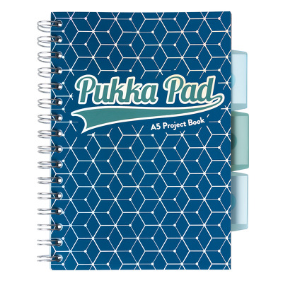 Caiet cu spirala si separatoare, matematica A5 albastru inchis, Pukka Pads Project Book Glee