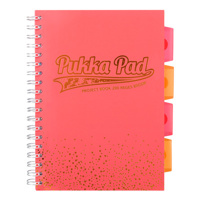 Caiet cu spirala si separatoare, matematica B5 coral, Pukka Pads Project Book Blush