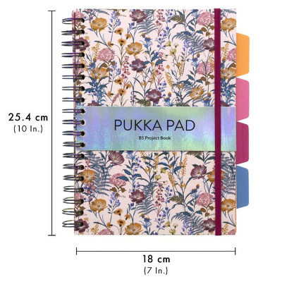 Caiet cu spirala si separatoare Pukka Pad Bloom, format B5, 200 pag, dictando, microperforatii, coperti tari