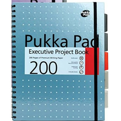 Caiet cu spirala si separatoare Pukka Pad Project Book Metallic A4, 200 pag matematica, blue