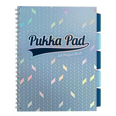 Caiet cu spirala si separatoare Pukka Pads Project Book Glee, 200 pag, matematica, A4, albastru deschis
