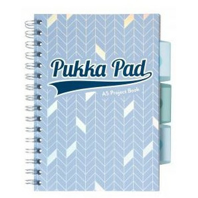 Caiet cu spirala si separatoare Pukka Pads Project Book Glee 200 pag, matematica A5 albastru deschis