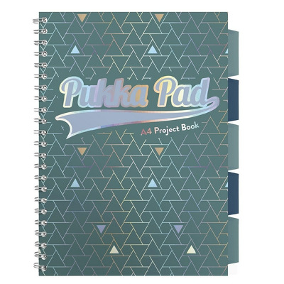 Caiet cu spirala si separatoare Pukka Pads Project Book Glee 200 pag, matematica B5, verde