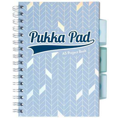 Caiet cu spirala si separatoare Pukka Pads Project Book Glee 200 pagini dictando A5 albastru deschis