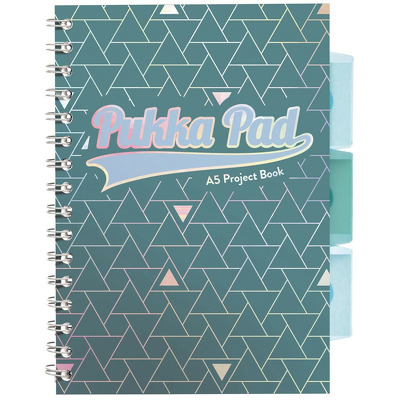 Caiet cu spirala si separatoare Pukka Pads Project Book Glee 200 pagini dictando A5 verde