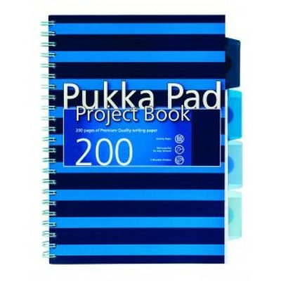 Caiet cu spirala si separatoare Pukka Pads Project Book Navy A5 matematica 200 pag, albastru