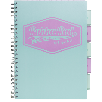 Caiet cu spirala si separatoare Pukka Pads Project Book Pastel 200 pagini DICTANDO A4 menta