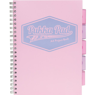 Caiet cu spirala si separatoare Pukka Pads Project Book Pastel 200 pagini DICTANDO A4 roz