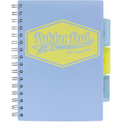 Caiet cu spirala si separatoare Pukka Pads Project Book Pastel DICTANDO A5 albastru