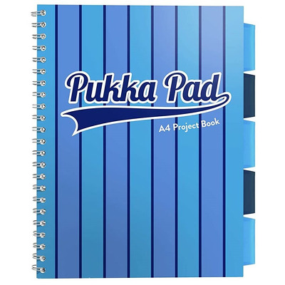 Caiet cu spirala si separatoare Pukka Pads Project Book Vogue 200 pagini dictando A4 albastru