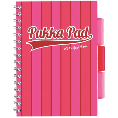 Caiet cu spirala si separatoare Pukka Pads Project Book Vogue 200 pagini dictando A5 roz