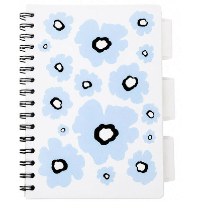 Caiet cu spirala si separatoare, Strigo Pads Project Book, flori albastre, A5, Matematica