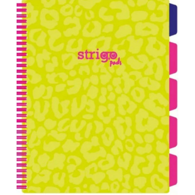Caiet cu spirala si separatoare, STRIGO PADS Project Book Neon, A4, Dictando