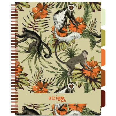 Caiet cu spirala si separatoare, STRIGO PADS Project Book TROPICAL, A4, Matematica