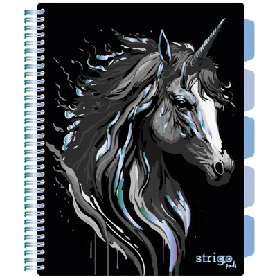 Caiet cu spirala si separatoare, STRIGO PADS Project Book UNICORN, A4, Matematica