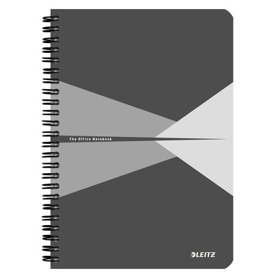 Caiet de birou Leitz Office, PP, A5, cu spira, dictando - gri