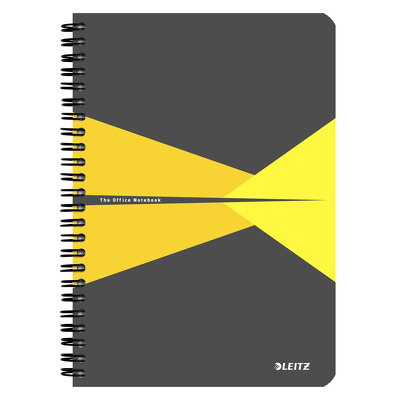 Caiet de birou Leitz Office, PP, A5, cu spira, matematica - galben