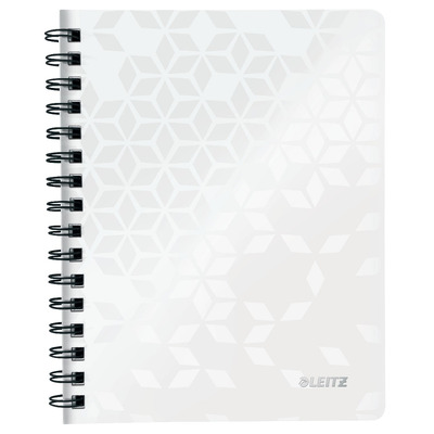 Caiet de birou LEITZ WOW, PP, A5, 80 coli, cu spira, dictando, alb