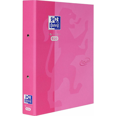 Caiet mecanic cu 2 inele, Oxford School Touch, A4, carton color soft touch, cotor 45mm - roz