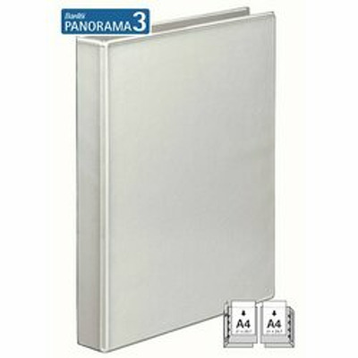 Caiet mecanic cu buzunar, plastifiat PP, 4 inele in D, 40 mm, cotor 62mm, BANTEX - alb