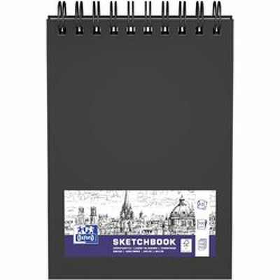 Caiet pentru schite, OXFORD Sketchbook, A5, 96 file-100g/mp, coperta carton rigida - negru