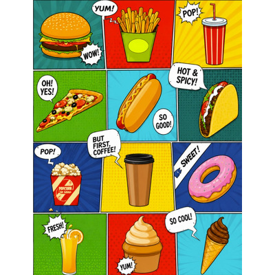 Caiet scolar STRIGO FAST FOOD, A5, matematica, 60 file, hartie 70g FSC, coperta glossy laminate