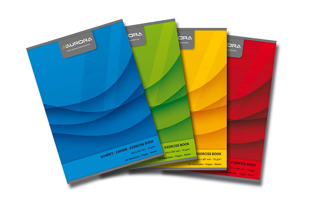 Caiet A4, 60 file - 70g/mp, liniat stanga, coperta carton color, AURORA Office - matematica