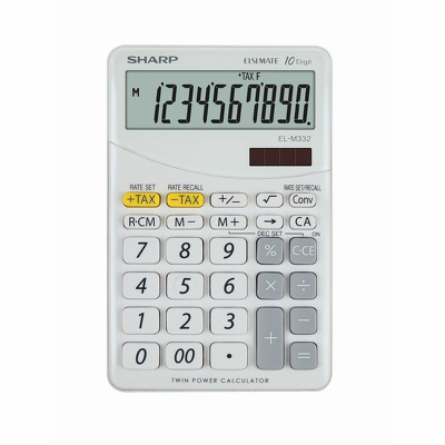 Calculator de birou, 10 digits, 149 x 100 x 27 mm, dual power, Sharp EL-M332BBL - gri/alb
