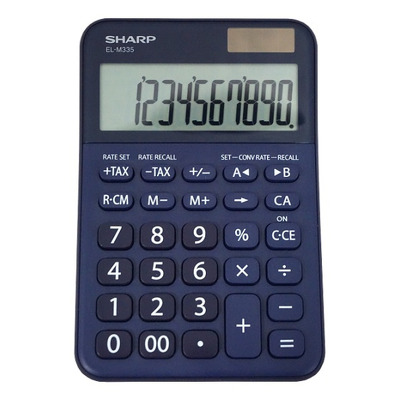 Calculator de birou, 10 digits, 149 x 100 x 27 mm, dual power, Sharp EL-M335BBL - bleumarin