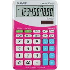 Calculator de birou, 10 digits, 149 x 100 x 27 mm, dual power, Sharp - gri/roz