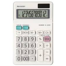 Calculator de birou, 12 digits, 153 x 97 x 18 mm, dual power, ecran rabatabil, Sharp EL-320W - alb