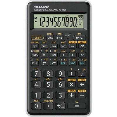 Calculator stiintific, 10 digits, 131 functiuni, 144 x 75 x 10 mm, Sharp EL-501TBWH - negru/alb