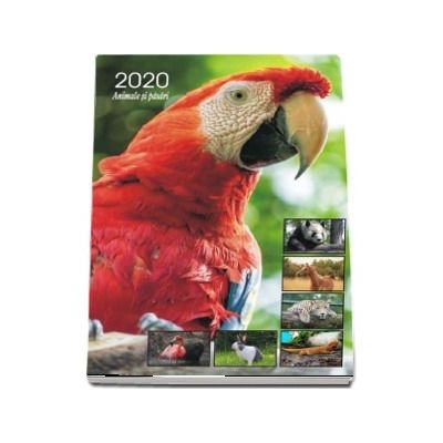 Calendar 2020 de perete cu animale si pasari - Cu spira alba si agatatoare