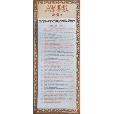 Calendar de perete 2024, Crestin Ortodox magnetic, cu foi capsate