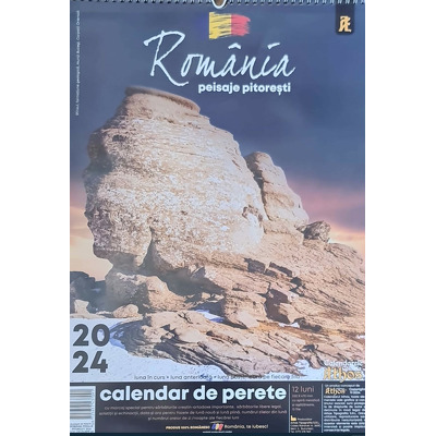 Calendar de perete A3 cu spira metalica si agatatoare 2024. Romania, peisaje pitoresti