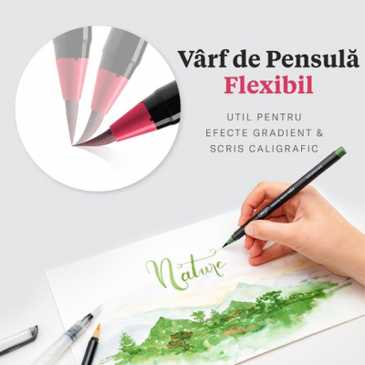 Carioca cu varf de pensula flexibil si 48 culori, Daco