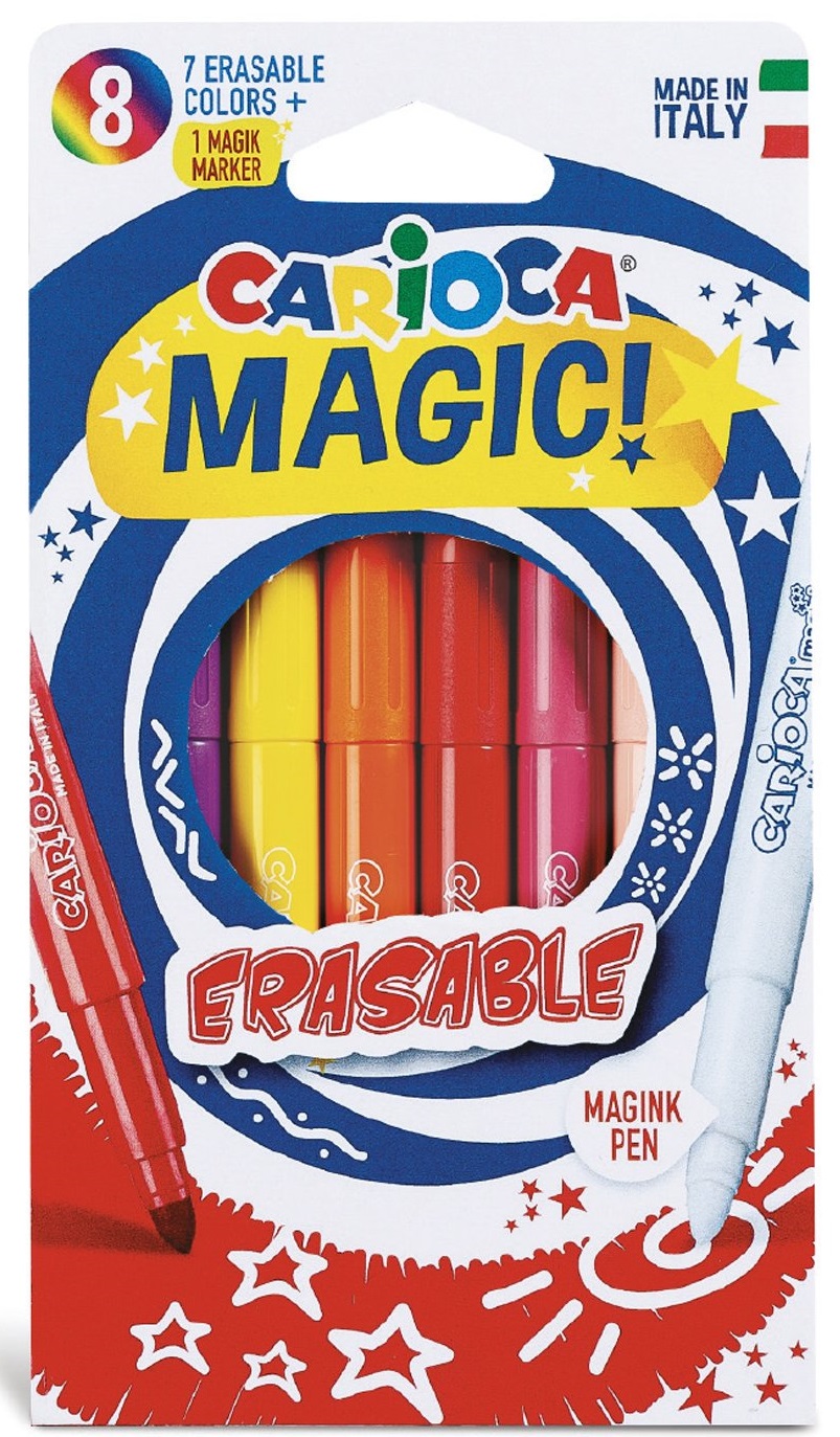 Carioca erasable, varf gros - 6mm, 7 culori 1 erasable marker/cutie, Carioca Magic Erasable