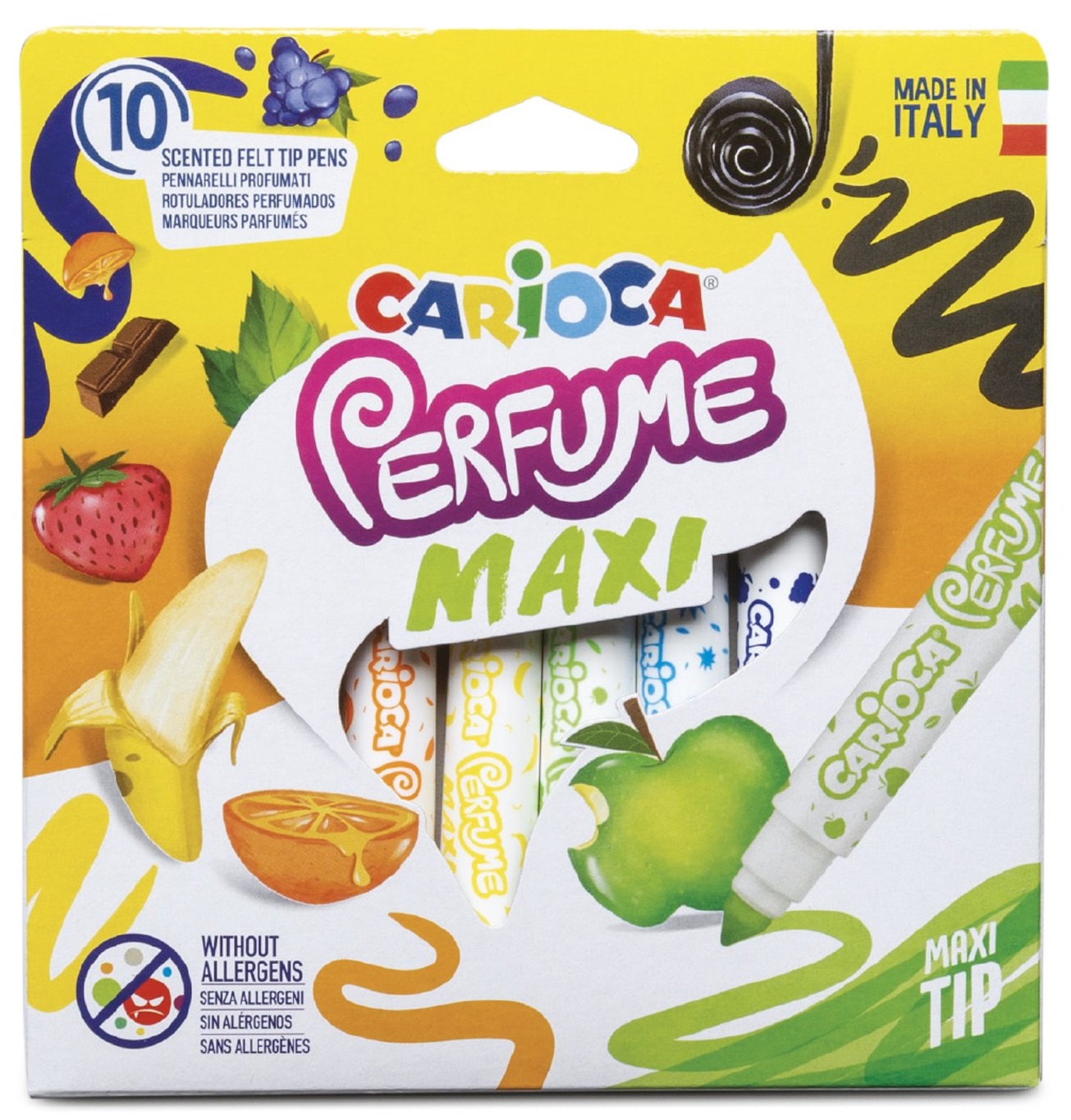 Carioca lavabila, parfumata, 10 culori/cutie, Carioca Perfume Maxi