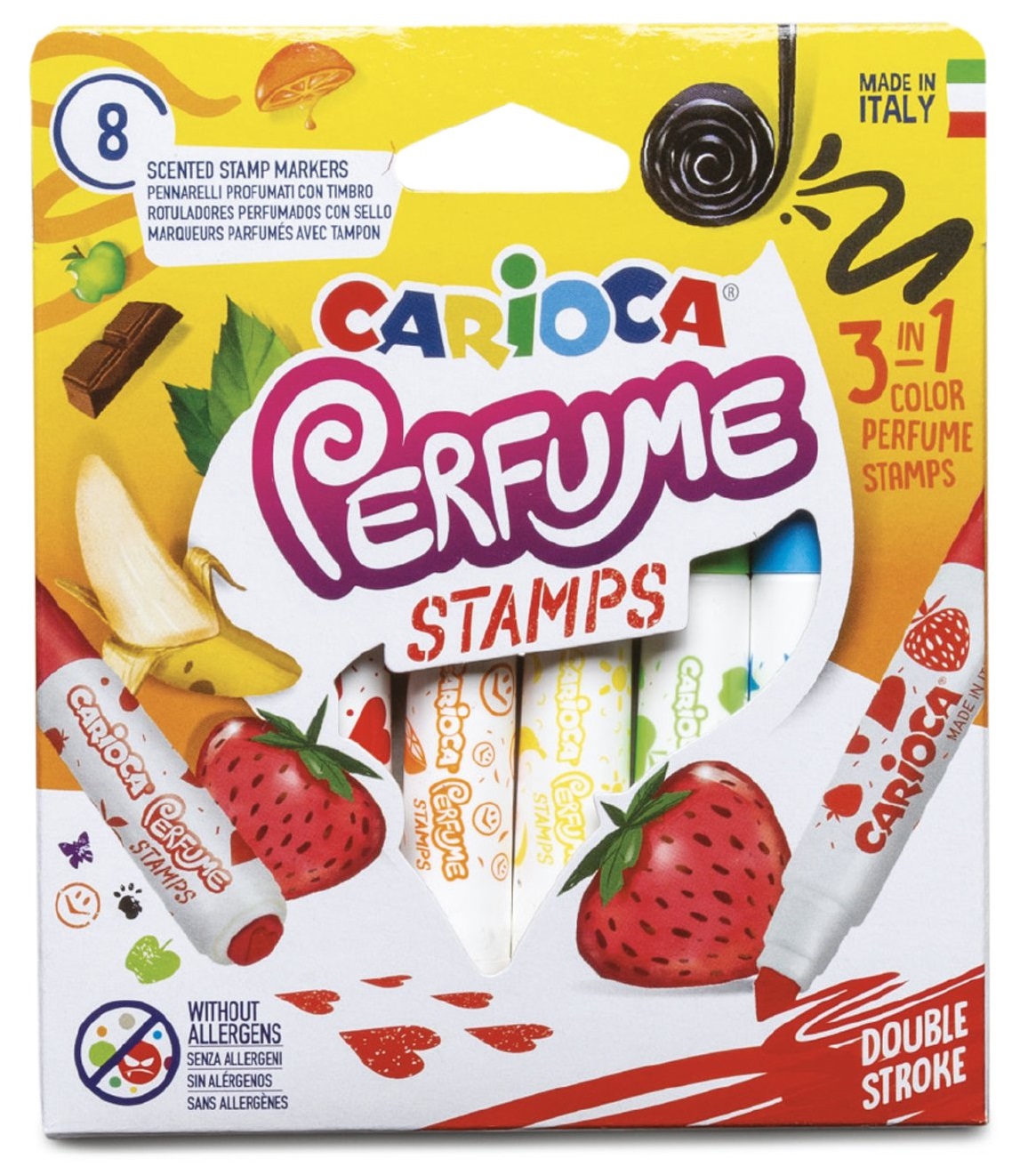 Carioca lavabila, parfumata, 8 culori/cutie, Carioca Perfume Stamps