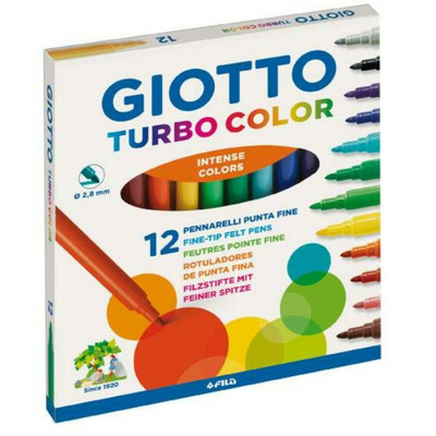 Carioca lavabila, varf 2,8 mm, 12 culori in cutie, GIOTTO Turbo Color