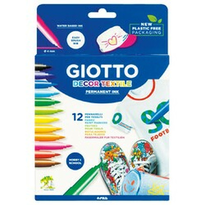 Carioca permanenta pentru textile, 12 culori/cutie, GIOTTO Decor Textile