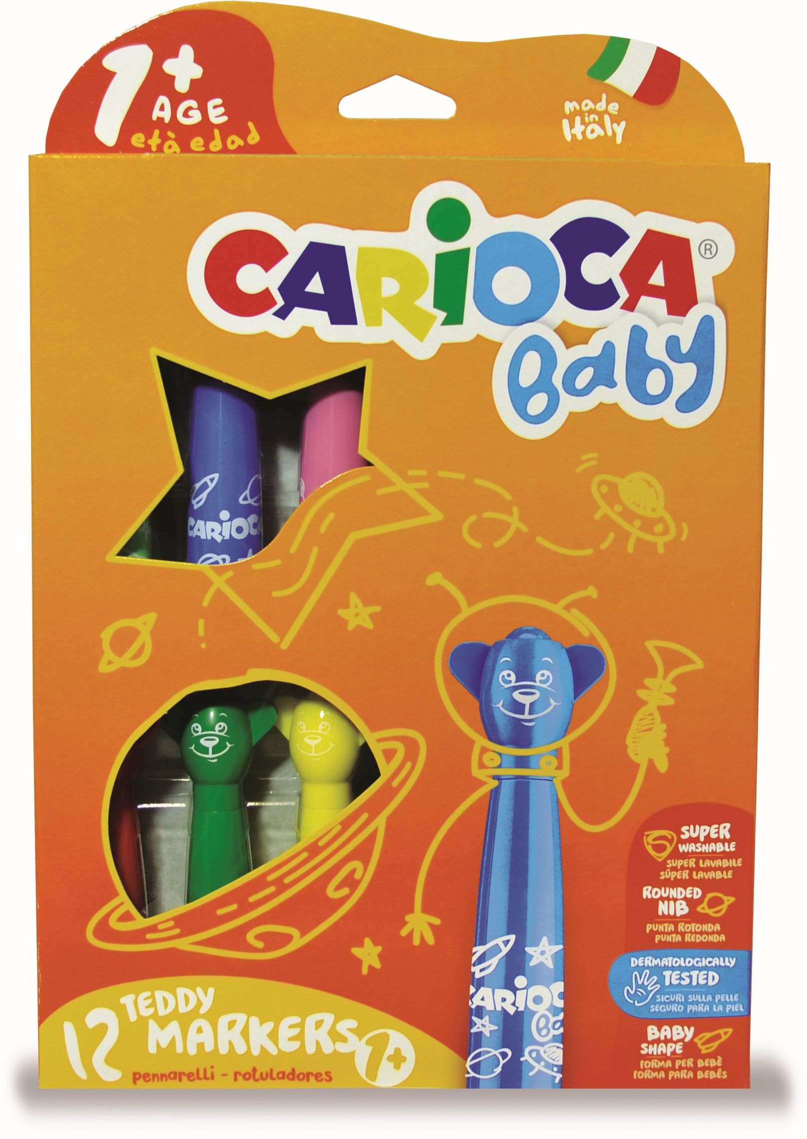 Carioca super lavabila, 12 culori/cutie, Carioca Baby Teddy  1
