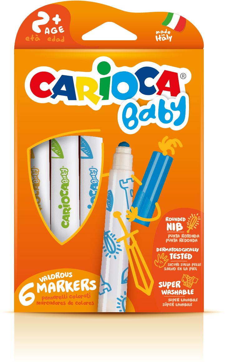 Carioca super lavabila,  6 culori/cutie, Carioca Baby  2