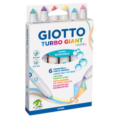 Carioca super lavabila, varf 7.5mm, 6 culori pastel/cutie, GIOTTO Turbo Giant Pastel