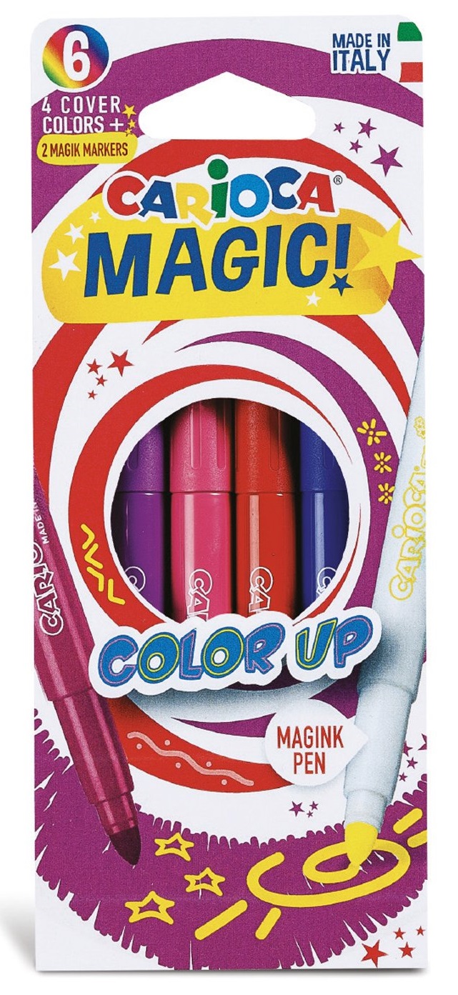 Carioca, varf gros - 6mm, 4 culori 2 magic marker/cutie, Carioca Magic Color Up