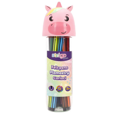Carioci lavabile 12 culori, cutie Unicorn, SSC480